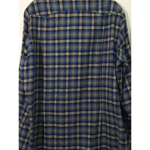Vintage A. Sulka & Company Blue & Yellow Plaid Button-Up Shirt 15 1/2 Mens Class - Picture 7 of 10